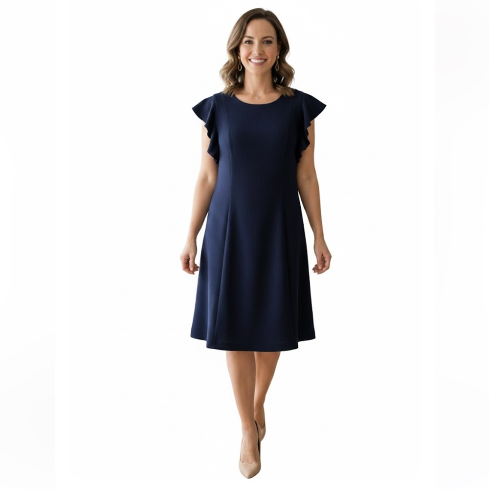 NWT Eliza J Blue Flutter Sleeve Dress Size 16W